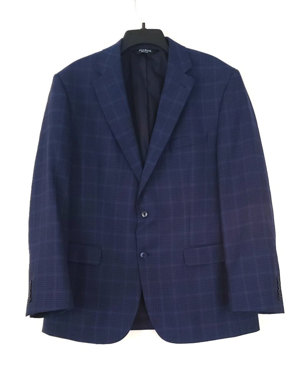 Jos A Bank Traveler Men’s 44R Blue Plaid Sports Blazer Tailored Fit Sport Coat